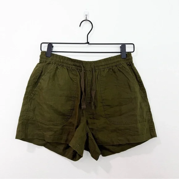 Quince 100% European Linen Shorts in Martini Olive Green size Small - Picture 2 of 5